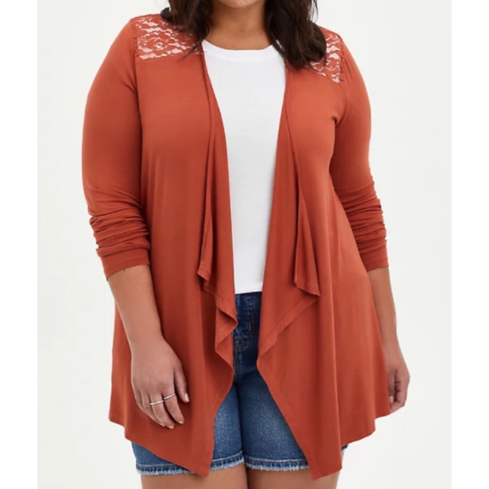 🆕Super Soft Brown Drape Front Cardigan Sweater 1X